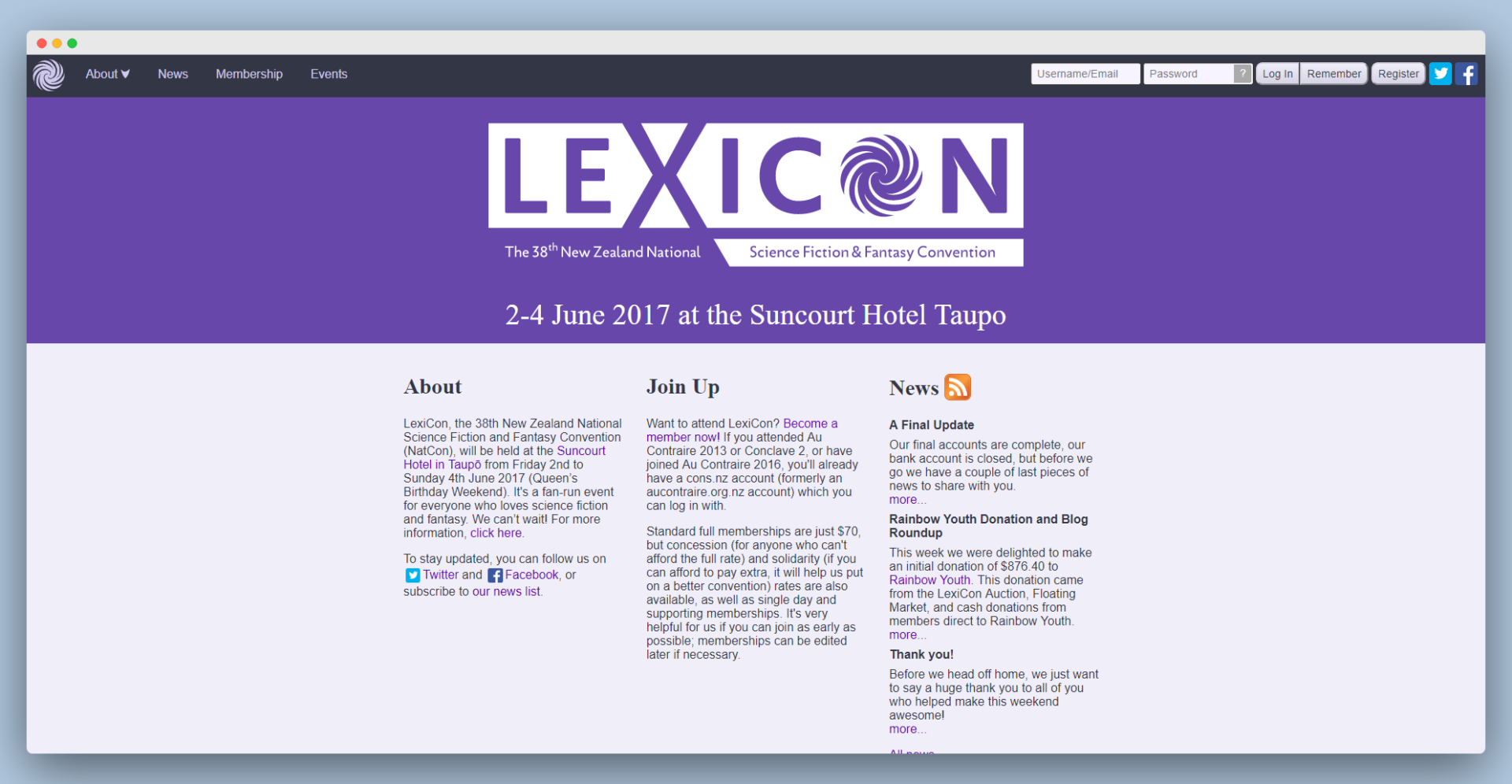 screenshot of the LexiCon website