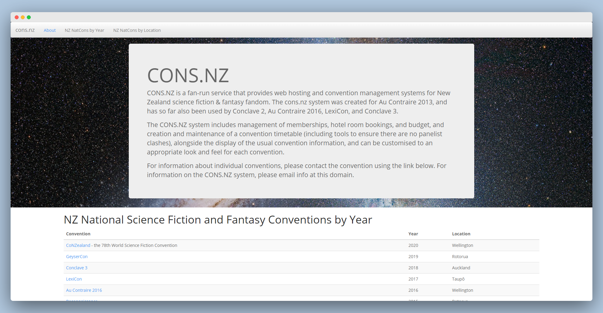 screenshot of the cons.nz website